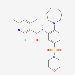 molecular formula C24H31ClN4O4S B2683381 N-[2-(azepan-1-yl)-5-morpholin-4-ylsulfonylphenyl]-2-chloro-4,6-dimethylpyridine-3-carboxamide CAS No. 1208797-68-5