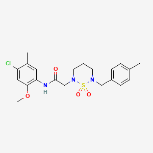 molecular formula C21H26ClN3O4S B2683385 N-(4-chloro-2-methoxy-5-methylphenyl)-2-(6-(4-methylbenzyl)-1,1-dioxido-1,2,6-thiadiazinan-2-yl)acetamide CAS No. 946293-80-7