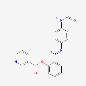 molecular formula C21H17N3O3 B2683388 (E)-2-(((4-乙酰氨基苯基)亚甲基)苯基烟酸酯 CAS No. 325700-31-0