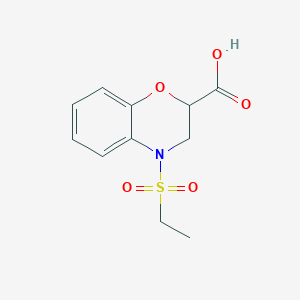 molecular formula C11H13NO5S B2683390 4-(Ethylsulfonyl)-3,4-dihydro-2H-1,4-benzoxazine-2-carboxylic acid CAS No. 953734-90-2