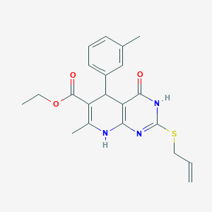 Ethyl 2-(allylthio)-7-methyl-4-oxo-5-(m-tolyl)-3,4,5,8-tetrahydropyrido[2,3-d]pyrimidine-6-carboxylate