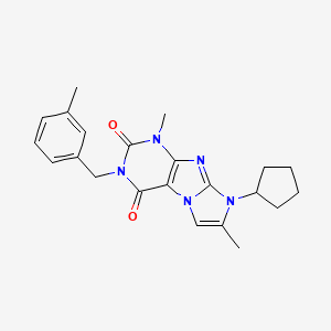 molecular formula C22H25N5O2 B2683412 6-环戊基-4,7-二甲基-2-[(3-甲基苯基)甲基]嘌呤并[7,8-a]咪唑-1,3-二酮 CAS No. 887671-87-6