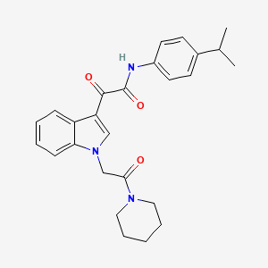 molecular formula C26H29N3O3 B2683417 2-氧代-2-[1-(2-氧代-2-哌啶-1-基乙基)吲哚-3-基]-N-(4-异丙基苯基)乙酰胺 CAS No. 872861-56-8