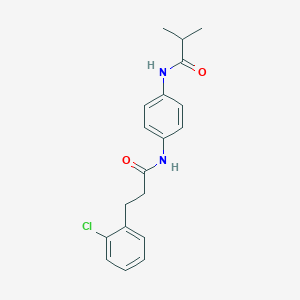 molecular formula C19H21ClN2O2 B268342 N-(4-{[3-(2-chlorophenyl)propanoyl]amino}phenyl)-2-methylpropanamide 