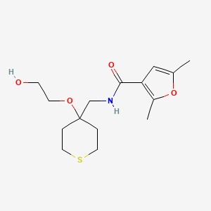 molecular formula C15H23NO4S B2683420 N-((4-(2-hydroxyethoxy)tetrahydro-2H-thiopyran-4-yl)methyl)-2,5-dimethylfuran-3-carboxamide CAS No. 2309307-69-3