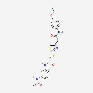 molecular formula C23H24N4O4S2 B2683429 N-(3-acetamidophenyl)-2-((4-(2-((4-ethoxyphenyl)amino)-2-oxoethyl)thiazol-2-yl)thio)acetamide CAS No. 953927-02-1