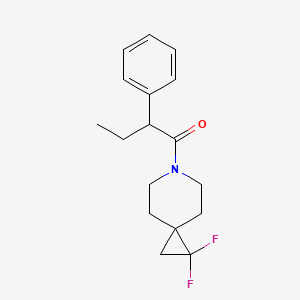 molecular formula C17H21F2NO B2683433 1-(1,1-二氟-6-氮杂螺[2.5]辛烷-6-基)-2-苯基丁酮 CAS No. 2176202-08-5