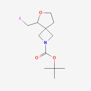 molecular formula C12H20INO3 B2683438 叔丁基5-(碘甲基)-6-氧杂-2-氮杂螺[3.4]辛烷-2-羧酸酯 CAS No. 2167074-40-8