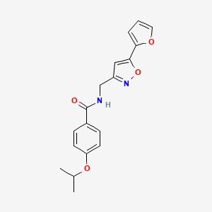 molecular formula C18H18N2O4 B2683439 N-((5-(furan-2-yl)isoxazol-3-yl)methyl)-4-isopropoxybenzamide CAS No. 1105203-97-1