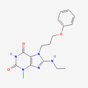 molecular formula C17H21N5O3 B2683442 8-(乙基氨基)-3-甲基-7-(3-苯氧基丙基)-1H-嘧啶-2,6(3H,7H)-二酮 CAS No. 876892-30-7