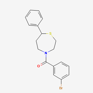 molecular formula C18H18BrNOS B2683449 (3-Bromophenyl)(7-phenyl-1,4-thiazepan-4-yl)methanone CAS No. 1798041-73-2