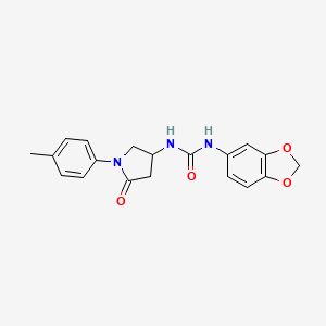 molecular formula C19H19N3O4 B2683456 1-(苯并[d][1,3]二噁杂环-5-基)-3-(5-氧代-1-(对甲苯基)吡咯烷-3-基)脲 CAS No. 894021-62-6