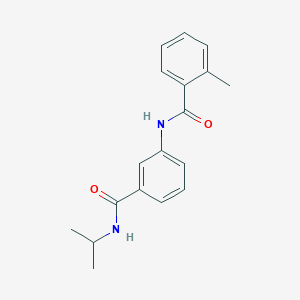 molecular formula C18H20N2O2 B268346 N-{3-[(isopropylamino)carbonyl]phenyl}-2-methylbenzamide 