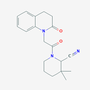 molecular formula C19H23N3O2 B2683464 3,3-Dimethyl-1-[2-(2-oxo-3,4-dihydroquinolin-1-yl)acetyl]piperidine-2-carbonitrile CAS No. 2192644-03-2
