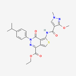 molecular formula C24H25N5O5S B2683468 ethyl 3-(4-isopropylphenyl)-5-(3-methoxy-1-methyl-1H-pyrazole-4-carboxamido)-4-oxo-3,4-dihydrothieno[3,4-d]pyridazine-1-carboxylate CAS No. 1251627-24-3