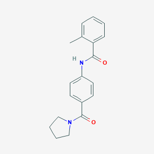molecular formula C19H20N2O2 B268347 2-methyl-N-[4-(1-pyrrolidinylcarbonyl)phenyl]benzamide 