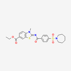 (E)-ethyl 2-((4-(azepan-1-ylsulfonyl)benzoyl)imino)-3-methyl-2,3-dihydrobenzo[d]thiazole-6-carboxylate