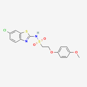 molecular formula C16H15ClN2O4S2 B2683479 N-(6-氯苯并[d]噻唑-2-基)-2-(4-甲氧基苯氧基)乙烷磺酰胺 CAS No. 1351590-07-2