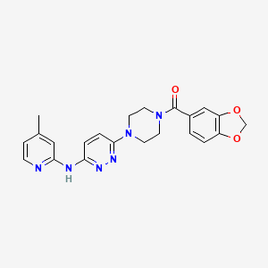 molecular formula C22H22N6O3 B2683482 苯并[d][1,3]二噁嗪-5-基(4-(6-((4-甲基吡啶-2-基)氨基)吡啶并[3,4-d]嘧啶-3-基)哌嗪-1-基)甲酮 CAS No. 1021221-50-0