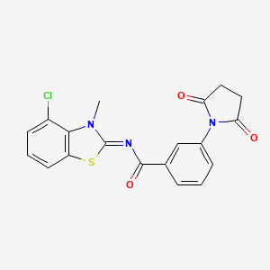 (E)-N-(4-chloro-3-methylbenzo[d]thiazol-2(3H)-ylidene)-3-(2,5-dioxopyrrolidin-1-yl)benzamide
