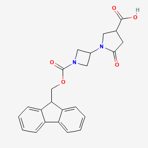 molecular formula C23H22N2O5 B2683511 1-(1-{[(9H-fluoren-9-yl)methoxy]carbonyl}azetidin-3-yl)-5-oxopyrrolidine-3-carboxylic acid CAS No. 2137769-17-4