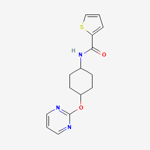 molecular formula C15H17N3O2S B2683522 N-((1r,4r)-4-(pyrimidin-2-yloxy)cyclohexyl)thiophene-2-carboxamide CAS No. 2034444-54-5