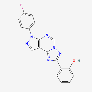 molecular formula C18H11FN6O B2683526 2-(7-(4-fluorophenyl)-7H-pyrazolo[4,3-e][1,2,4]triazolo[1,5-c]pyrimidin-2-yl)phenol CAS No. 847037-30-3
