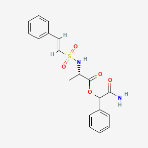 molecular formula C19H20N2O5S B2683528 (2-氨基-2-氧代-1-苯基乙基) (2S)-2-[[(E)-2-苯乙烯基]磺酰氨基]丙酸酯 CAS No. 1354653-99-8