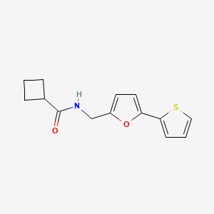 molecular formula C14H15NO2S B2683530 N-((5-(thiophen-2-yl)furan-2-yl)methyl)cyclobutanecarboxamide CAS No. 2034599-54-5