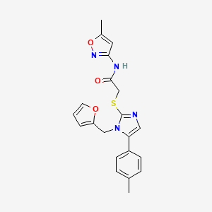 molecular formula C21H20N4O3S B2683534 2-((1-(furan-2-ylmethyl)-5-(p-tolyl)-1H-imidazol-2-yl)thio)-N-(5-methylisoxazol-3-yl)acetamide CAS No. 1207039-02-8