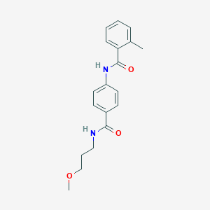 molecular formula C19H22N2O3 B268354 N-(4-{[(3-methoxypropyl)amino]carbonyl}phenyl)-2-methylbenzamide 
