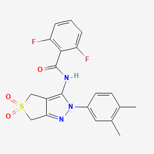 molecular formula C20H17F2N3O3S B2683540 N-(2-(3,4-dimethylphenyl)-5,5-dioxido-4,6-dihydro-2H-thieno[3,4-c]pyrazol-3-yl)-2,6-difluorobenzamide CAS No. 681267-62-9