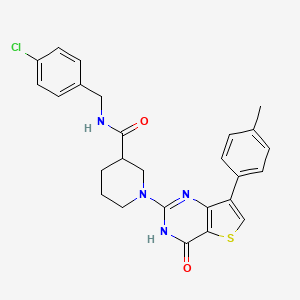 molecular formula C26H25ClN4O2S B2683548 N-(4-氯苄基)-1-[7-(4-甲基苯基)-4-氧代-3,4-二氢噻吩[3,2-d]嘧啶-2-基]哌啶-3-甲酸酯 CAS No. 1242972-07-1
