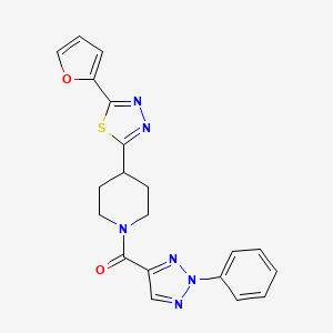 molecular formula C20H18N6O2S B2683559 (4-(5-(furan-2-yl)-1,3,4-thiadiazol-2-yl)piperidin-1-yl)(2-phenyl-2H-1,2,3-triazol-4-yl)methanone CAS No. 1226443-64-6