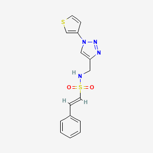 molecular formula C15H14N4O2S2 B2683568 (E)-2-苯基-N-((1-(噻吩-3-基)-1H-1,2,3-三唑-4-基)甲基)乙烯磺酰胺 CAS No. 2035007-69-1