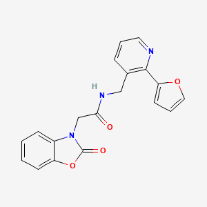 molecular formula C19H15N3O4 B2683569 N-((2-(furan-2-yl)pyridin-3-yl)methyl)-2-(2-oxobenzo[d]oxazol-3(2H)-yl)acetamide CAS No. 2034441-14-8