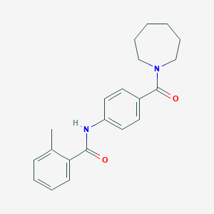 molecular formula C21H24N2O2 B268357 N-[4-(1-azepanylcarbonyl)phenyl]-2-methylbenzamide 