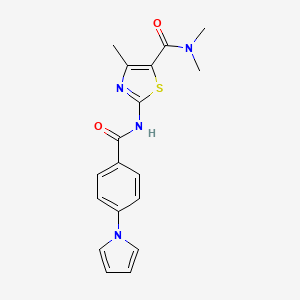 molecular formula C18H18N4O2S B2683570 2-(4-(1H-pyrrol-1-yl)benzamido)-N,N,4-trimethylthiazole-5-carboxamide CAS No. 1206994-75-3