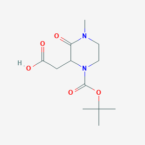 molecular formula C12H20N2O5 B2683576 2-[4-Methyl-1-[(2-methylpropan-2-yl)oxycarbonyl]-3-oxopiperazin-2-yl]acetic acid CAS No. 1779453-33-6