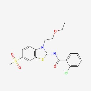 molecular formula C19H19ClN2O4S2 B2683580 (Z)-2-chloro-N-(3-(2-ethoxyethyl)-6-(methylsulfonyl)benzo[d]thiazol-2(3H)-ylidene)benzamide CAS No. 865173-64-4