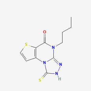 molecular formula C11H12N4OS2 B2683582 4-butyl-1-thioxo-2,4-dihydrothieno[2,3-e][1,2,4]triazolo[4,3-a]pyrimidin-5(1H)-one CAS No. 1031557-85-3
