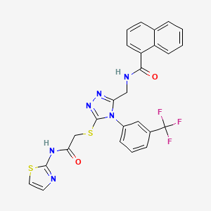 N-[[5-[2-oxo-2-(1,3-thiazol-2-ylamino)ethyl]sulfanyl-4-[3-(trifluoromethyl)phenyl]-1,2,4-triazol-3-yl]methyl]naphthalene-1-carboxamide