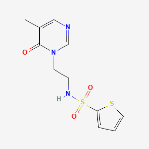molecular formula C11H13N3O3S2 B2683597 N-(2-(5-methyl-6-oxopyrimidin-1(6H)-yl)ethyl)thiophene-2-sulfonamide CAS No. 1797224-51-1