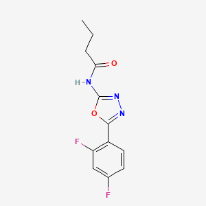 molecular formula C12H11F2N3O2 B2683600 N-(5-(2,4-二氟苯基)-1,3,4-噁二唑-2-基)丁酰胺 CAS No. 1170407-90-5