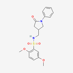 molecular formula C19H22N2O5S B2683603 2,5-dimethoxy-N-((5-oxo-1-phenylpyrrolidin-3-yl)methyl)benzenesulfonamide CAS No. 954655-14-2