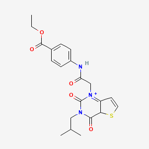 molecular formula C21H23N3O5S B2683604 乙酸乙酯 4-{2-[3-(2-甲基丙基)-2,4-二氧代-1H,2H,3H,4H-噻吩[3,2-d]嘧啶-1-基]乙酰胺}苯甲酸酯 CAS No. 1260632-16-3