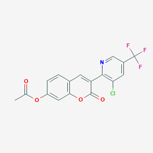 molecular formula C17H9ClF3NO4 B2683617 3-[3-chloro-5-(trifluoromethyl)pyridin-2-yl]-2-oxo-2H-chromen-7-yl acetate CAS No. 2058453-34-0