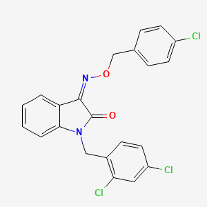 molecular formula C22H15Cl3N2O2 B2683619 (3Z)-3-{[(4-chlorophenyl)methoxy]imino}-1-[(2,4-dichlorophenyl)methyl]-2,3-dihydro-1H-indol-2-one CAS No. 303996-96-5