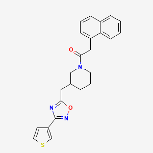 molecular formula C24H23N3O2S B2683624 2-(Naphthalen-1-yl)-1-(3-((3-(thiophen-3-yl)-1,2,4-oxadiazol-5-yl)methyl)piperidin-1-yl)ethanone CAS No. 1795304-41-4
