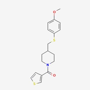 molecular formula C18H21NO2S2 B2683629 (4-(((4-Methoxyphenyl)thio)methyl)piperidin-1-yl)(thiophen-3-yl)methanone CAS No. 1421517-08-9